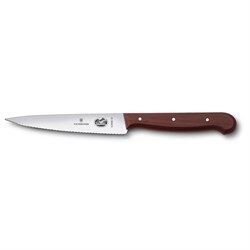 Нож для нарезки 12 см волнистое лезвие ручка розовое дерево Victorinox Rosewood 70001099 - фото 177795